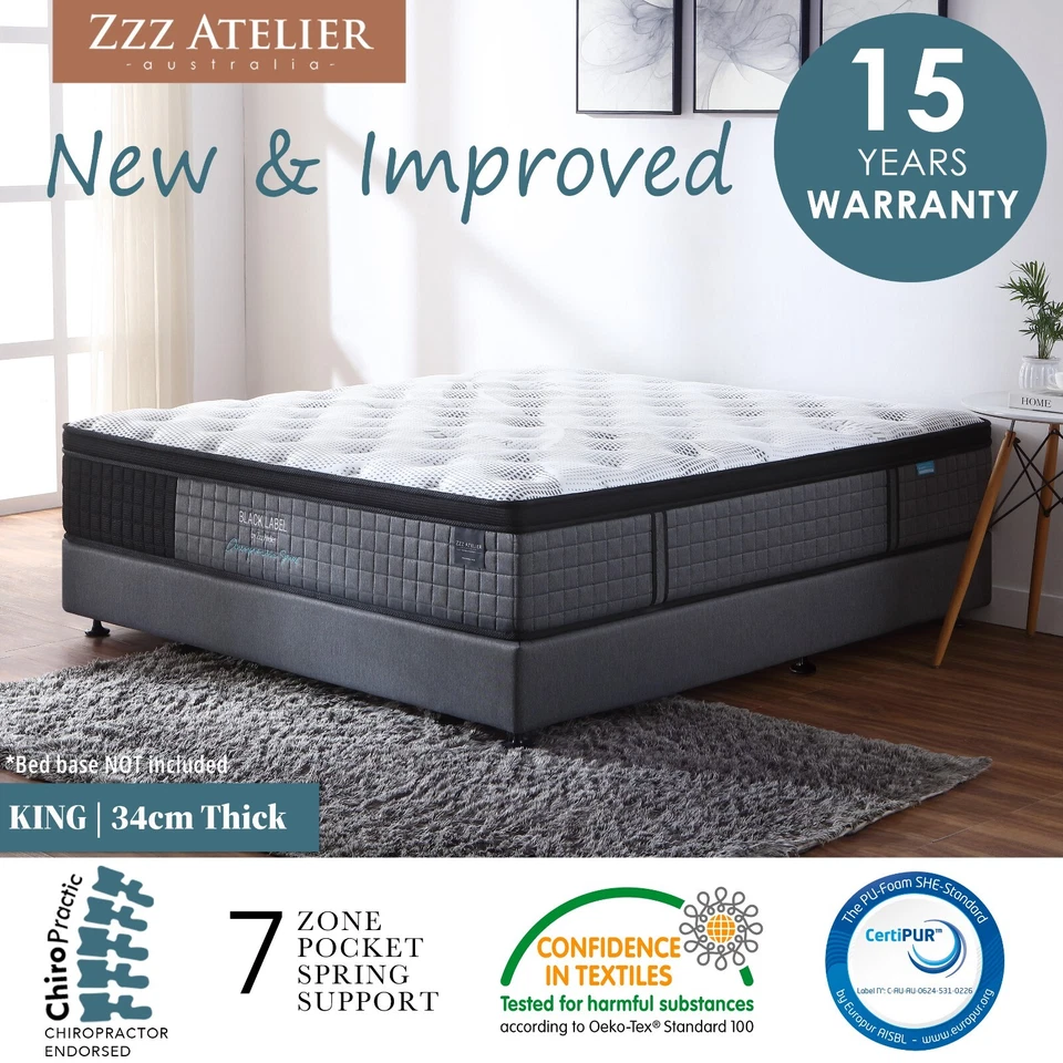  KING Mattress *7 Zone Pocket Spring Mattress Latex Foam EuroTop *Chiro Endorsed - image 1 of 4