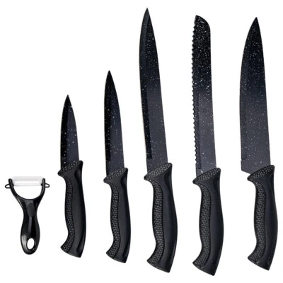 6PCS, Kitchen Knife Set-Black Titanium Small Cooking Knives,for Cutting Meat - Image 1 of 4