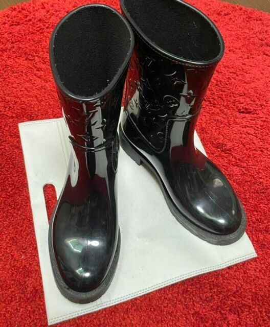 Louis Vuitton Monogram Black Rain Boots Size 37 MSLZXSA