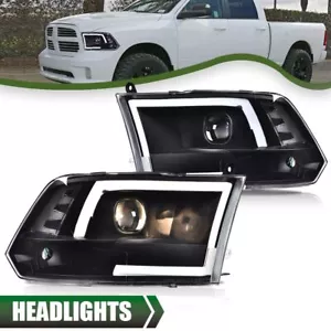 Fit For 09-18 Ram 1500 2500 3500 Black Housing LED DRL Projector Headlights - Picture 1 of 12