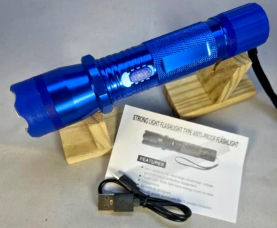 BLUE 1101 LED Flashlight SHOCKER Stun Gun 1000 KV, USB Charge Cord FREE SHIPPING