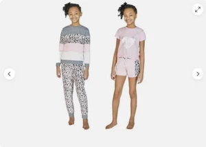 BCBG Girls 4PC Sleep Set -Pants, Sweater, T-Shirt,Shorts(Pink/Black/White S)NWT - Picture 1 of 8