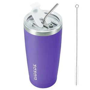 Purple Insulated Tumbler With Lid And Straw 20 oz Stainless Steel Tumblers Co... - Picture 1 of 6