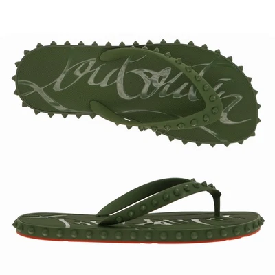 Шлепанцы Christian Louboutin Super Loubi темно-зеленые резиновые размер 10 США новые - Изображение 1 из 4