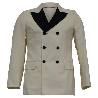 Blazer Gucci Doble Pecho Solapa en Contraste En Lana Hombre Crema Talla 50 Foto 1 de 4
