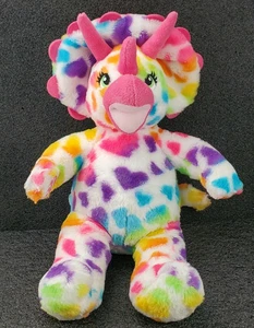Build a Bear Triceratops Stuffed Animal Toy Dinosaur 16" Rainbow Hearts Plush - Picture 1 of 9