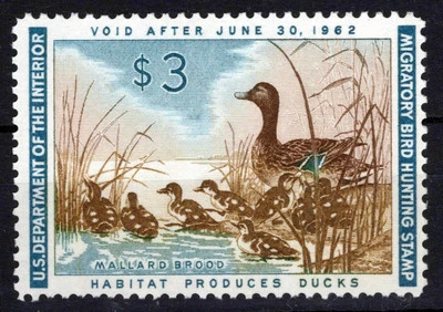 US RW28 MNH VF $3 Mallard Hen & Ducklings Duck Revenue Zayix Stamps 0225MAR0046 - Image 1 of 2