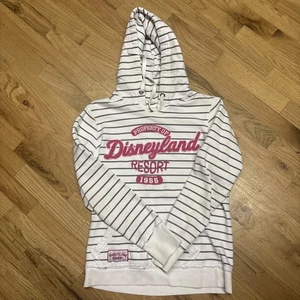 DisneyLand Resort Felpa Donna Bianca a Righe con Cappuccio Taglia S Autentica Originale - Foto 1 di 6