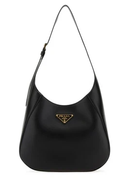 PRADA Triangle Black Smooth Leather Shoulder Bag New & Authentic - Image 1 of 4