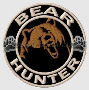 BEAR HUNTER EMBROIDERED PATCH IRON/SEW ON 3" AMERICAN ASIAN BLACK, POLAR, KODIAC - Bild 1 von 2