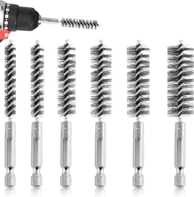 Juego de cepillos de acero inoxidable - 6 piezas accesorios de taladro de alambre, tamaños de 8-19 mm Foto 1 de 4