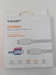 Spigen DuraSync USB-C to USB-C 2.0 Cable C11C1 60W Braided Cord New Sealed - Picture 1 of 2