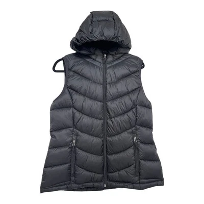 Charter Club Full Zip Puffer Vest with Hood Women's Pockets Black Sz L Packable - Image 1 of 4