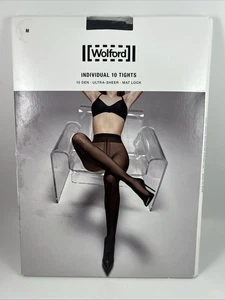 Wolford INDIVIDUAL 10 Pantyhose Ultra Sheer Matte Look Tights Size M Black - Picture 1 of 2