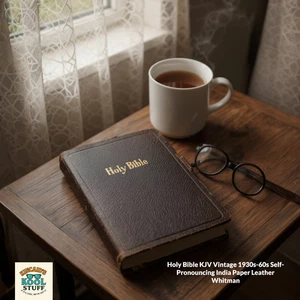 Bibel KJV Vintage 1930er-60er Jahre Selbstaussprechen Indien Papier Leder Whitman - Bild 1 von 15