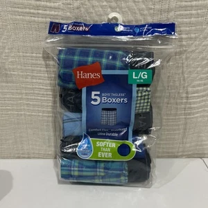 Hanes Boys' Boxers Tagless 5-Pack Cooling Comfort Flex Waistband Size L (14-16) - Picture 1 of 5