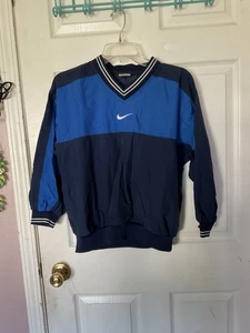 Nike Windbreaker Jacket Kids Medium 10-12 Blue Nike Spring Varsity Style Vintage - Picture 1 of 8