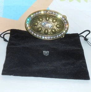 Carlton Cards Ladies Embellished Oval Matted Bronze Belt Buckle + Pouch NWT - Picture 1 of 7