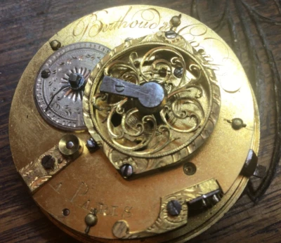 Mouvement à coq  signé Berthoud à Paris époque restauration -en état de marche - Immagine 1 di 4