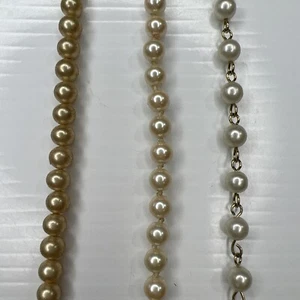 H6 Lot Faux Pearls Strands Blush Champagne Gold Chains Boho Retro Bracelets 7” - Picture 1 of 7