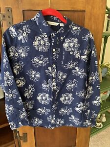 Janie And Jack Dress Shirt With Flowers Boys Size 12 Linen-Cotton Long Sleeve