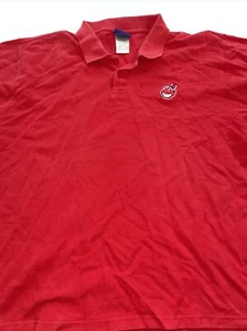 Vintage Reebox Polo Shirt Mens 2XL Old Logo Cleveland Indians Red 100% Cotton - Picture 1 of 4
