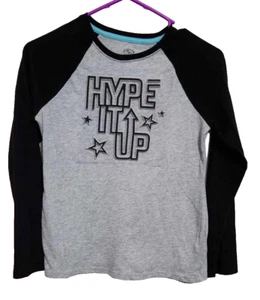 Hype It Up 3D Graphic Long-Sleeve T-Shirt Girls Size 10/12 Gray & Black - Picture 1 of 3