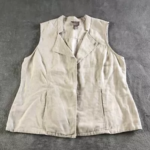 Chicos Womens 100% Linen Lagenlook Open Front Sleeveless Top Size 1 Beige - Picture 1 of 12