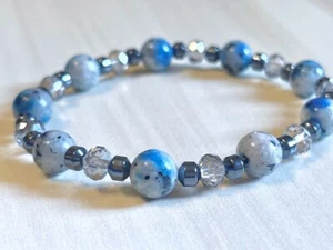 Pulsera de cuentas de piedra y hematita K2 (en estiramiento) 8 mm AAA 7" pulgadas piedra genuina - Imagen 1 de 11
