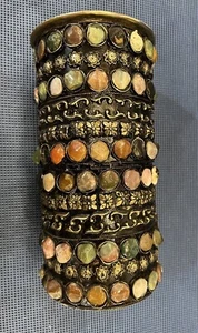 Vintage Moroccan Silver Candle Holder Inlaid With Semi Precious Stones Moorish - Picture 1 of 15