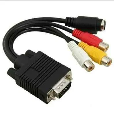 VGA & SVGA to 3-RCA S-Video Composite AV TV Out Converter Adapter PC Cord Cable - Image 1 of 3