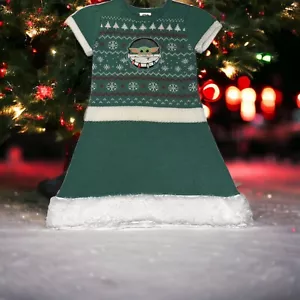 Star Wars The Child Baby Yoda Grogu Christmas Sweater Dress Size Small 6 6X - Picture 1 of 8