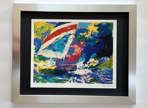 LEROY NEIMAN + 1980's VINTAGE SIGNED PRINT FRAMED + " WIND SURFING " - Picture 1 of 3