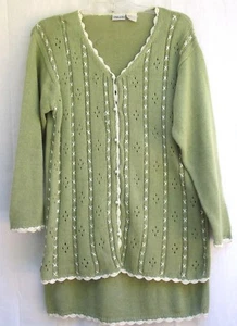 STYLE WORKS..LIGHT OLIVE GREEN..KNIT..SKIRT..SUIT..sz LARGE - Picture 1 of 7