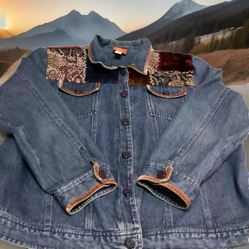 Chaqueta vaquera para mujer talla 14 corazones de palma adornada con botones (CB2WB8) Foto 1 de 4