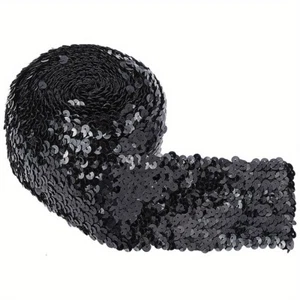 1Roll 5m Sequin Trim Elastic Sequin Ribbon Flat Sequins Paillette Lace Trim - Picture 1 of 7