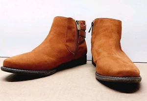 Bamboo Size 10 Suede Booties Womens Brown Ankle Boots Fur Lined Academia Stylish - Picture 1 of 18