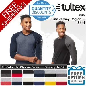 🔥 Tultex Men Fine Jersey Raglan Three-quarter sleeves T-shirt Up To 3XL 245 - Picture 1 of 115