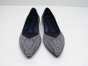Rothy’s Women's The Point Black White Houndstooth Slip On Flats Shoes size 9 - Picture 1 of 10