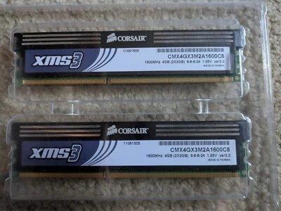 4GB(2x2GB) 1600mhz CORSAIR XMS3 DDR3 CMX4GX3M2A1600C8 8-8-8-24 - Image 1 of 2
