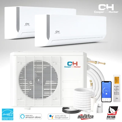 28000 BTU Dual 2 Zone Mini Split Heat Pump Air Conditioner 12000 18000 BTU - Image 1 of 4