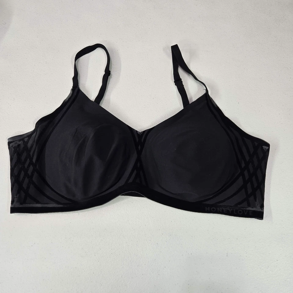 Honeylove女式文胸XL黑色剪影无线表带浅衬里 — 第 1/4 张图片