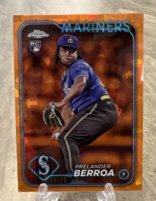 2024 Topps Chrome Sapphire Prelander Berroa ORANGE /25 RC Rookie #36 - Image 1 of 2