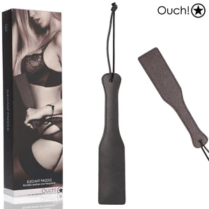 Elegantes Spanking Paddel Leder Ouch! Magnet Paddel Titangrau BDSM - Bild 1 von 4