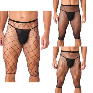 Pantalones cortos medias de media rodilla elásticos con red de pesca para hombre - Imagen 1 de 47