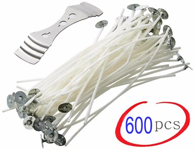 Candle Wicks for Candle Making Low Smoke Natural 6" pre-waxed Candle DIY 600 pc - Image 1 of 4
