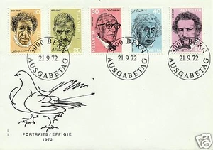 PORTRAITS AND SIGNATURES 1972 FDC, SCOTT # 546-550, MICHEL # 979-983 - Picture 1 of 2