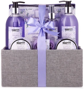 BRUBAKER Cosmetics Bath & Body Set Basket - Lavender & Mint Scent - 12 Pcs  - Picture 1 of 7