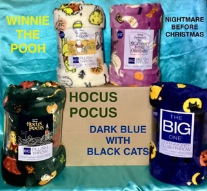 WINNIE THE POOH HOCUS POCUS NBC BLACK CAT 🎁 HOLIDAY SOFT PLUSH THROWS 5FT x 6FT - Picture 1 of 18