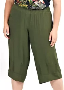 TS TAKING SHAPE plus size S / 16 Cuba Crop Pants khaki comfy wide leg fit NWT! - Picture 1 of 3